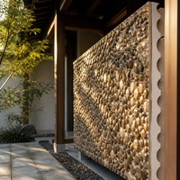 Panel de Pared de Piedra de Río Ynori PU, Textura de Guijarros, Mezcla Natural de 40-60 mm, 1200x600 mm, para Pared de Jardín, Revestimiento Sintético, Resistente a los Rayos UV