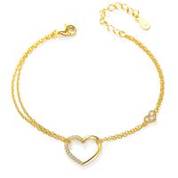 Pulsera de Plata de Ley 925 de Moda, con Doble Corazón, Regalo de Lujo para el Día de la Madre
