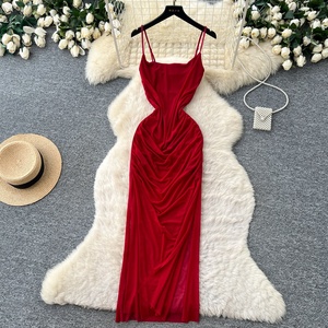 Nuevo <span class=keywords><strong>Vestido</strong></span> Maxi Casual de Verano para <span class=keywords><strong>Mujer</strong></span>, Estilo Túnica Romana con Abertura, Ajustado, de Malla, Corte Imperio - Product Image 1