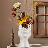 Vase Pot de Fleur Créatif Nordique en Forme de Visage, Décoration Simple et Tendance pour la Maison, le Salon ou le Bureau
