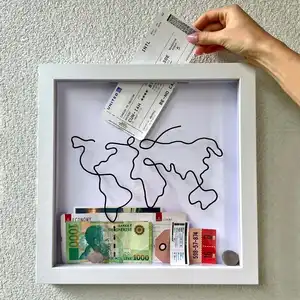 Custom logo printed Travel Collection Ticket Shadow Box travel fund money box Display