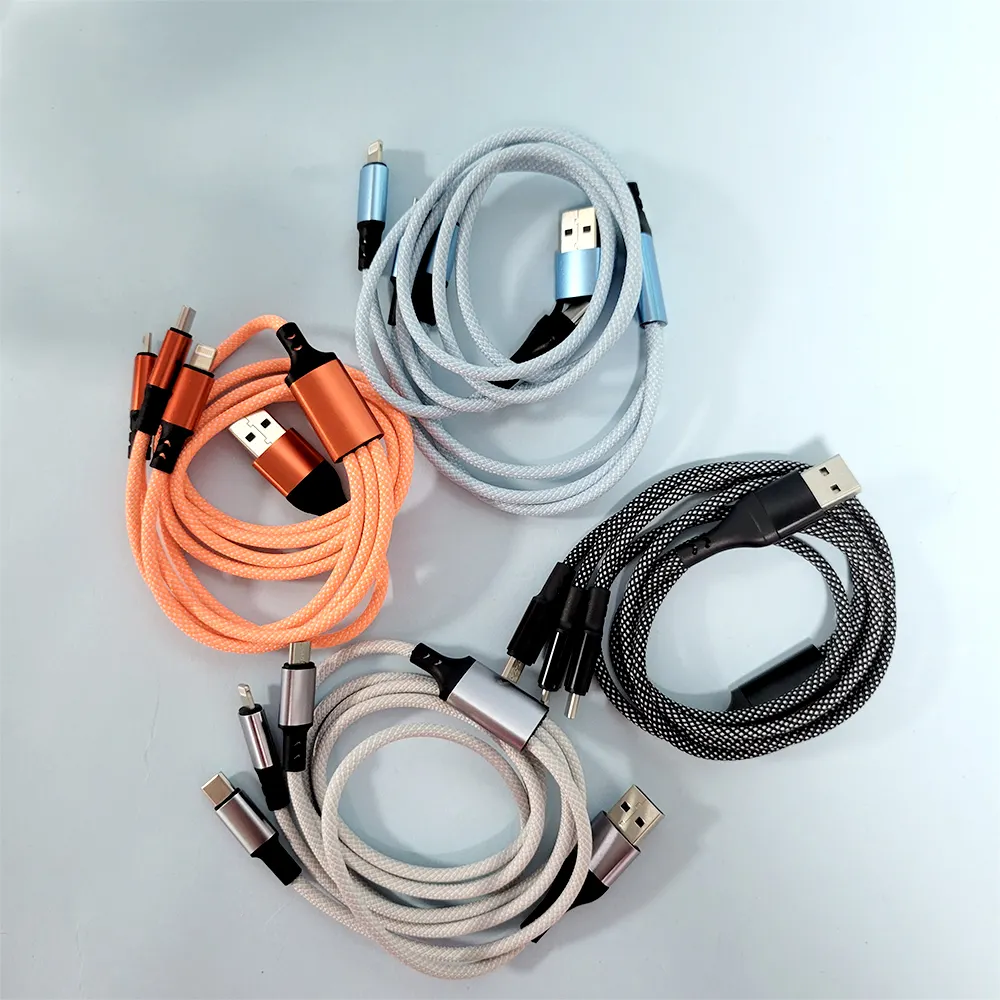 Cable 3 en 2 de 60W, tipo C a tipo C, carga rápida + transferencia de datos, Cable de datos de carga USB tipo C múltiple para Ip 15 y Sam-sung