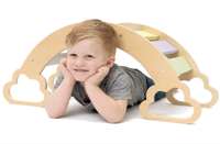 Chaise à bascule Montessori en bois arc-en-ciel pour bébé