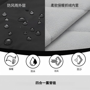 Custom Camping <b>Blanket</b> Fleece Waterproof Rectangular Outdoor Warm Quilted Design Black Spring Autumn Use - Product Image 2