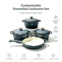Ensemble de 4 casseroles à gaz durables, faitout et poêle, revêtement émaillé antiadhésif, ensemble de batterie de cuisine en fonte minimaliste compatible four