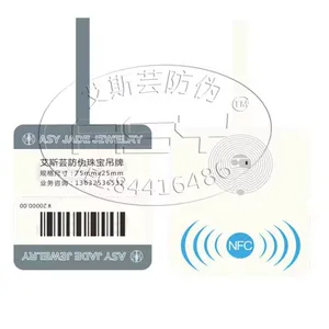 Iso14443a 13.56Mhz Hf Nfc Kaart Anti-Namaak Anti Sabotor Vernietigbare Veiligheidssticker Sieraden Label Nfc