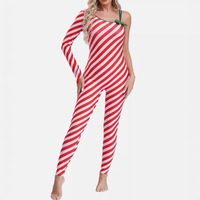 Costume de Noël Candy Echo pour femme, combinaison moulante, tenue rayée pour enfants, ensemble deux pièces
