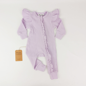 Pagliaccetto Pinuotu prematura per bambini con cerniera cialda con increspatura per bambini 6 tutina da <span class=keywords><strong>9</strong></span> <span class=keywords><strong>mesi</strong></span> viola tuta da notte per neonati con fronzolo - Product Image 1