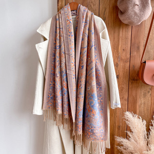 Soft Silky Thick Rave <strong>Paisley</strong> <strong>Pashmina</strong> Shawl Wrap <strong>Scarf</strong> for Women Custom Ethnic Style Retro Tassel Shawl Winter Cape - Product Image 3