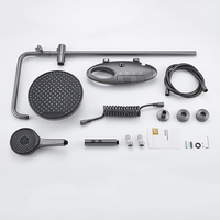 Colonne de douche thermostatique moderne avec mitigeur et bouton poussoir 4 voies, kit complet de douche à touches piano