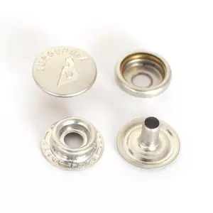 Custom Printing Heavy-Duty Gold Round Press Spring 4 Part Snap Button For Clothing Leather