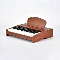 Portable Wooden Children's Electronic Keyboard Musical Instrument 25-Key Piano Toy Education Toy for Ages 7-12
