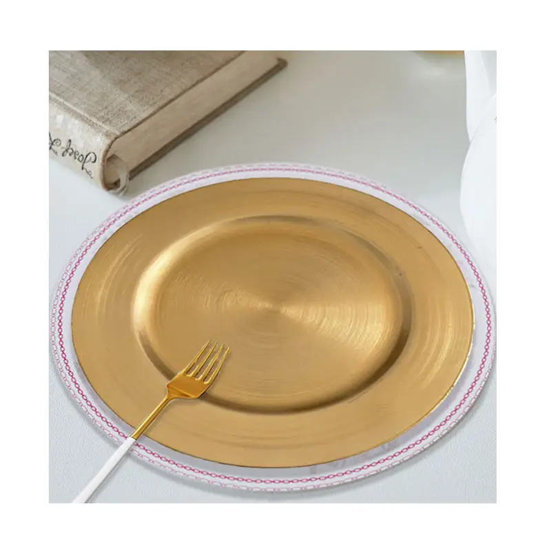 13 Zoll runde goldene Plastik-Teller Hochzeits feier dekorative Ladesc halen unter Tellern