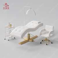 Table de massage pour traitement électrique de luxe rose, extension de cils pour salon de beauté du visage, lit incurvé pour salon de beauté