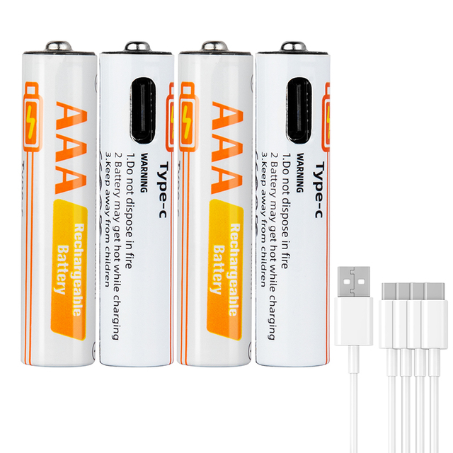 4-Pack  Rechargeable AAA Battery  1.5V High Capacity AAA Rechargeable Batteries  Lithium Ion Rechargeable Batteries with Charger