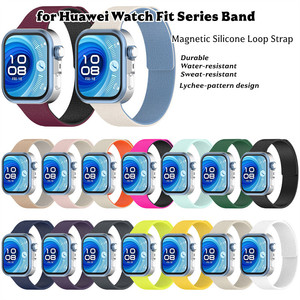 Bracelet magnétique à motif litchi pour <span class=keywords><strong>Huawei</strong></span> <span class=keywords><strong>Watch</strong></span> <span class=keywords><strong>Fit</strong></span> 4 Pro, bracelet sport en silicone pour <span class=keywords><strong>Huawei</strong></span> <span class=keywords><strong>Fit</strong></span> 5 - Product Image 5