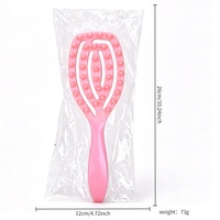 Brosse à cheveux ventilée à long manche, peigne à dents larges pour massage du cuir chevelu avec poignée confortable, utilisation humide ou sèche, brosse à shampoing