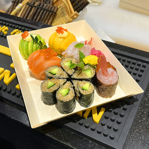 Livraison rapide japonais à emporter boîte d'emballage alimentaire conteneur jetable en bois <span class=keywords><strong>anti</strong></span>-buée couverture sushi plateau - Product Image 6