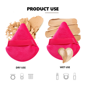 Borla de Maquillaje Triangular de Terciopelo con Logotipo Personalizado, Borla Suave de Algodón para Fijar el Maquillaje Facial, Herramienta de Belleza - Product Image 3