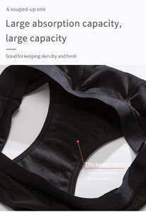 Bamboo Fiber Print High-Cut for <strong>Panties</strong> Women <strong>Plus</strong> <strong>Size</strong> Mid Rise 4-Layer Absorbent Anti-Leak Reusable Menstrual Underwear - Product Image 5