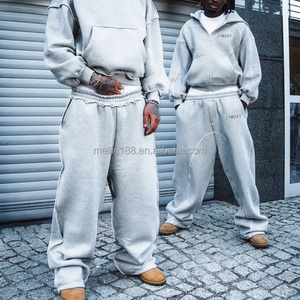 OEM Custom 420 Gsm Hoodies and Sweatpants <b>Set</b> Baggy Sweat Suit Jogging <b>Set</b> Man Oversized Gray Streetwear Tracksuit Manufacturer - Product Image 2