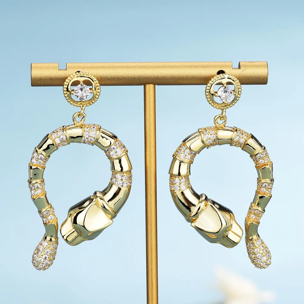 European and American fashion heavy industry design leopard earrings super fairy fantasy geometric gem big earrings
