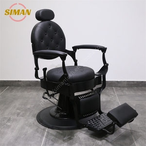 Siman Chaise <span class=keywords><strong>de</strong></span> coupe <span class=keywords><strong>de</strong></span> cheveux pour hommes Chaise <span class=keywords><strong>de</strong></span> barbier en acier inoxydable Accoudoir pivotant Noir Pliable Barber Shop Meubles Abordable - Product Image 6