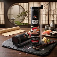 Boîte d'emballage pour sushis à emporter biodégradable, tube en carton imprimé sur mesure, conteneur cylindrique de qualité alimentaire
