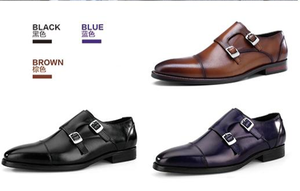 Hombre clásico vestido hecho a mano <span class=keywords><strong>Oxford</strong></span> doble hebilla de monje de cuero zapatos para hombres - Product Image 6