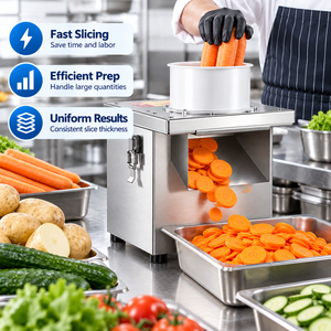 Máquina Cortadora de Vegetales Comercial de 350W, Cortadora de Alimentos Eléctrica de Acero Inoxidable con Grosor Ajustable para Cocina de Restaurante - Product Image 5