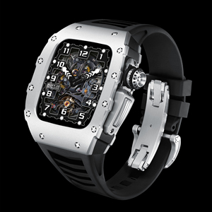 Étui de luxe en fibre de carbone pour Apple Watch 8 étui 45mm Mod Kit caoutchouc Silicone bande pour <span class=keywords><strong>IWatch</strong></span> série 7 SE 6 5 <span class=keywords><strong>4</strong></span> <span class=keywords><strong>44mm</strong></span> - Product Image 3