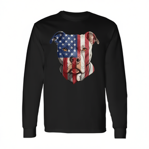 Camiseta de manga larga con diseño de bandera americana de Pit Bull Terrier - Product Image 2