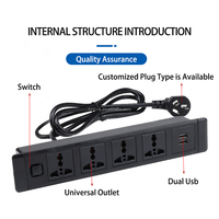 Nouvelle Tendance Multiprise de Bureau 4 Prises 2 Ports USB Intégrés Encastrable Universel pour Table Prise EU UK US