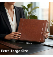 Porte-chèques professionnel extra-large Haoran en cuir PU avec logo personnalisé, classeur à anneaux X