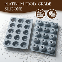 Moule à gâteau rond SILIKOLOVE personnalisé à 12 cavités, en silicone antiadhésif platine LFGB sans BPA, pour la cuisson de gâteaux mousse