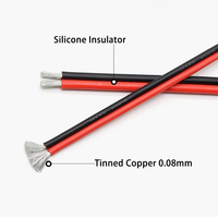 1/2/5M Fil de Cuivre Câble Silicone Caoutchouc Souple 30 28 26 24 22 20 18 16 14 12 10 8 AWG 2Pins Flexible DIY LED Connecteur Noir Rouge