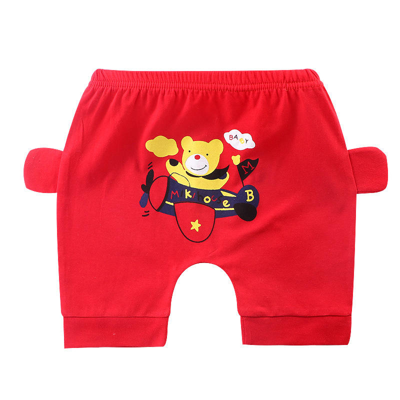 O-PP กางเกงหมีเครื่องบินสีแดง