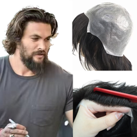 Perruque 100% cheveux humains indiens pour hommes de 6 pouces avec base en peau fine, courte et droite en PU, tenue douce au quotidien.
