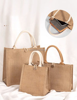 Sac fourre-tout en toile de jute naturelle, plusieurs tailles - Sac de courses durable, écologique et réutilisable avec poignée rembourrée, commande en gros