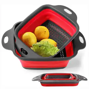 Wholesale Collapsible Filter Silicone Fruit Vegetable Wash Basket Kitchen Tools