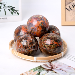 Wholesale Natural Healing <b>Crystal</b> <b>Balls</b> Druzy Red Money Agate Stone <b>Crystal</b> Spheres for Decoration - Product Image 3