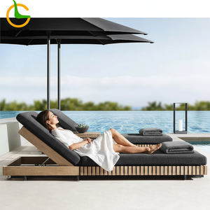 Lettino Prendisole Personalizzato in Legno di Teak Impermeabile per Piscina Spiaggia Chaise Longue <span class=keywords><strong>da</strong></span> <span class=keywords><strong>Esterno</strong></span> - Product Image 1