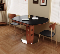 Ensemble de table à manger convertible en pierre frittée, base métallique pliable carrée à ronde, mobilier de salle à manger pour petit espace