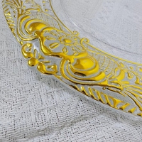 Assiettes de présentation en plastique gaufré style antique de 13 pouces avec motif doré pour décoration de table de fête de mariage – Prix abordable