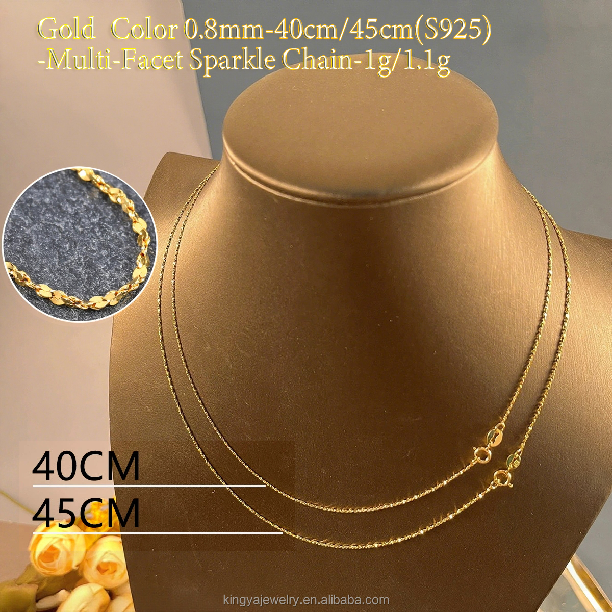 SC14-6-0.8mm(Catena Brillante Multisfaccettata in Argento Sterling 925)