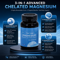 Capsule de magnésium 500 mg à marque privée avec citrate, 10 formes de magnésium, sans OGM, pour l'amélioration musculaire
