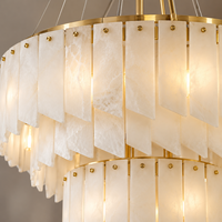 Lustre suspendu en métal artistique à plusieurs niveaux en albâtre pour salon, salle à manger, hôtel, prix de gros d'usine