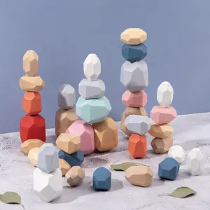 Nordic Ins Wind bambini in legno arcobaleno pietre giocattolo Montessori colorato impilabile gioco pietre giocattoli