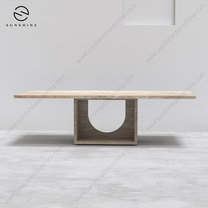 Bền Hiện Đại Trang Trại Thiết Kế Bê Tông Bàn Cà Phê Với Travertine <span class=keywords><strong>Top</strong></span> Độc Đáo Phong Cách Công Nghiệp Cho Đồ Nội Thất Phòng Khách - Product Image 3