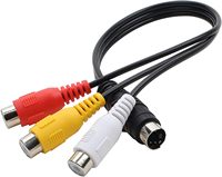 Câble adaptateur audio vidéo S-Video (4 broches) mâle vers 3 RCA femelle, conversion pour ordinateur portable, PC, connecteur d'ordinateur